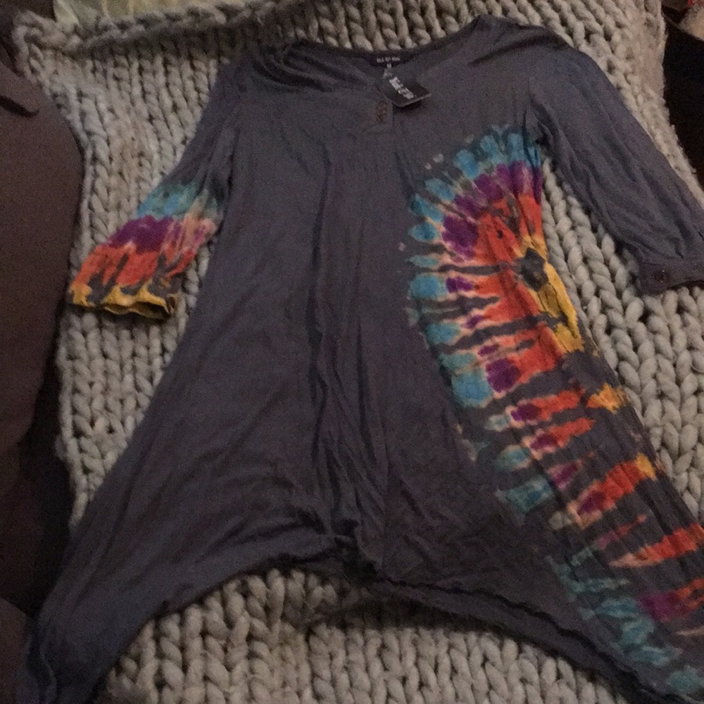 Yak&yeti painted hem tie dye med